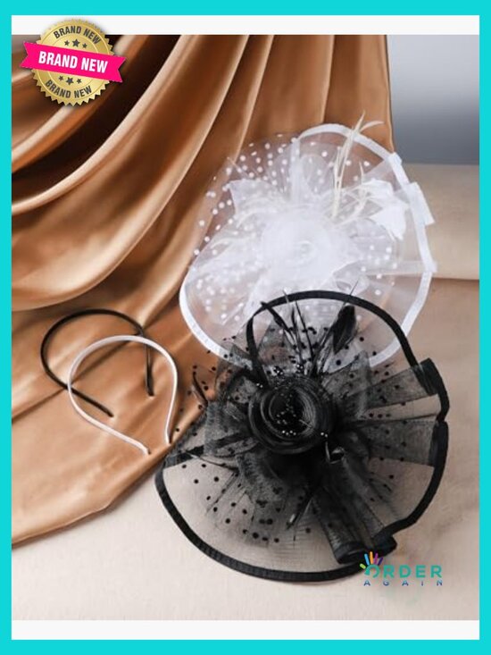 Feather Mesh Derby Fascinator Hat with Detachable Headband for Cocktail Parties main image 4